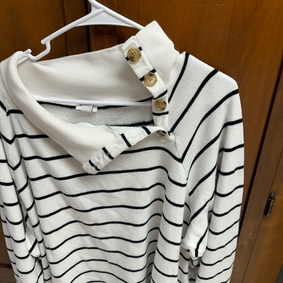 J. Crew striped sweater/ long sleeve shirt 2XL L30in 26-27in pit 3button collar - Picture 5 of 10